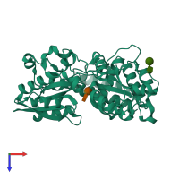 PDB entry 4qsd coloured by chain, top view.