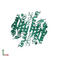 Caspase-3 in PDB entry 4qu0, assembly 1, front view.