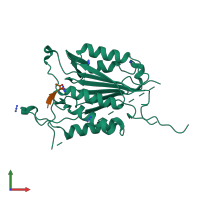 PDB entry 4qu9 coloured by chain, front view.
