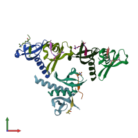 PDB entry 4quf coloured by chain, front view.