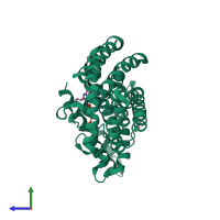 PDB entry 4qxs coloured by chain, side view.