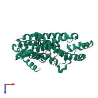 PDB entry 4qxs coloured by chain, top view.