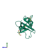 PDB entry 4qy7 coloured by chain, side view.