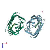 PDB entry 4qyn coloured by chain, top view.