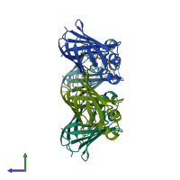 PDB entry 4qyp coloured by chain, side view.