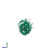 PDB entry 4r0z coloured by chain, side view.