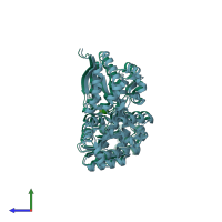 PDB entry 4r2b coloured by chain, side view.