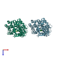 PDB entry 4r2b coloured by chain, top view.