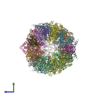 PDB entry 4r3o coloured by chain, side view.