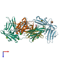 PDB entry 4r6u coloured by chain, top view.