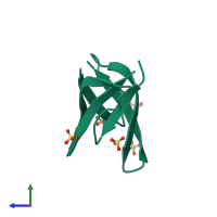 Homo dimeric assembly 1 of PDB entry 4rbw coloured by chemically distinct molecules, side view.
