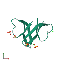 Homo dimeric assembly 2 of PDB entry 4rbw coloured by chemically distinct molecules, front view.