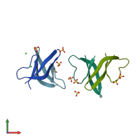 PDB entry 4rbw coloured by chain, front view.