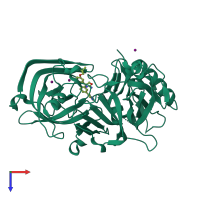 PDB entry 4rce coloured by chain, top view.