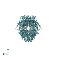 PDB entry 4re9 coloured by chain, side view.
