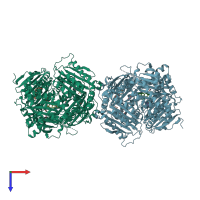 PDB entry 4re9 coloured by chain, top view.