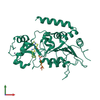 PDB entry 4rmi coloured by chain, front view.