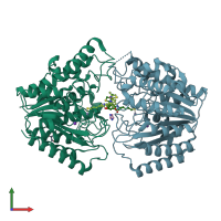 PDB entry 4rn1 coloured by chain, front view.