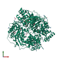 Monomeric assembly 1 of PDB entry 4rpu coloured by chemically distinct molecules, front view.