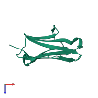 Monomeric assembly 1 of PDB entry 4rsv coloured by chemically distinct molecules, top view.