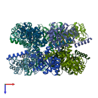 PDB entry 4rxg coloured by chain, top view.