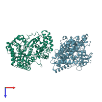 PDB entry 4ry7 coloured by chain, top view.