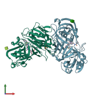 PDB entry 4ryc coloured by chain, front view.