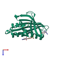 PDB entry 4ryv coloured by chain, top view.