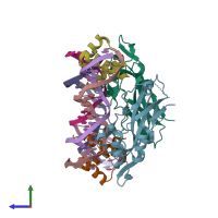 PDB entry 4s0h coloured by chain, side view.