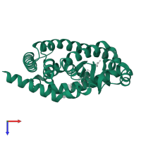 Nuclear receptor ROR-alpha in PDB entry 4s15, assembly 1, top view.