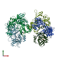 PDB entry 4s1t coloured by chain, front view.