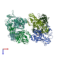 PDB entry 4s1t coloured by chain, top view.