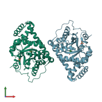 PDB entry 4s2b coloured by chain, front view.