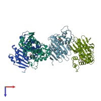 PDB entry 4s2k coloured by chain, top view.