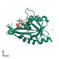 PDB entry 4s2y coloured by chain, front view.