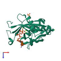 PDB entry 4s2y coloured by chain, top view.