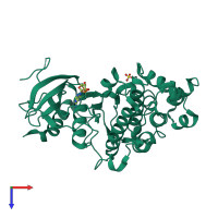 PDB entry 4s32 coloured by chain, top view.