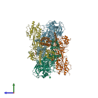 PDB entry 4tlm coloured by chain, side view.