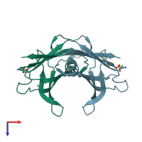 PDB entry 4tlu coloured by chain, top view.