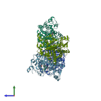 PDB entry 4tmc coloured by chain, side view.