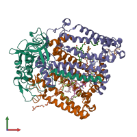 PDB entry 4tqq coloured by chain, front view.