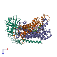 PDB entry 4tqq coloured by chain, top view.