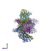 PDB entry 4tqv coloured by chain, side view.