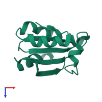 Monomeric assembly 1 of PDB entry 4trx coloured by chemically distinct molecules, top view.