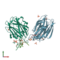 PDB entry 4tso coloured by chain, front view.