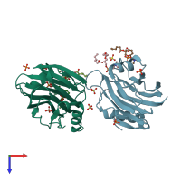 PDB entry 4tso coloured by chain, top view.