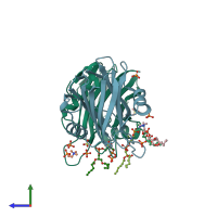 PDB entry 4tsp coloured by chain, side view.