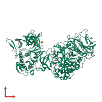 PDB entry 4ttu coloured by chain, front view.