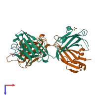 PDB entry 4tul coloured by chain, top view.