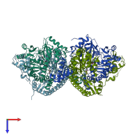 PDB entry 4tv7 coloured by chain, top view.